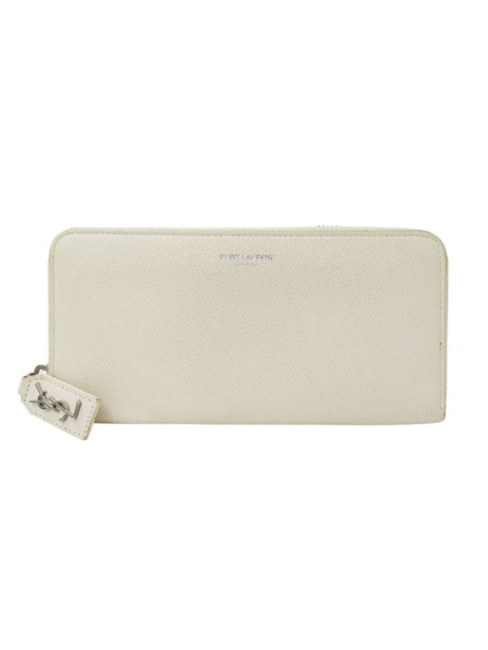 Saint Laurent Wallet Leather Ivory Zip Around Simple